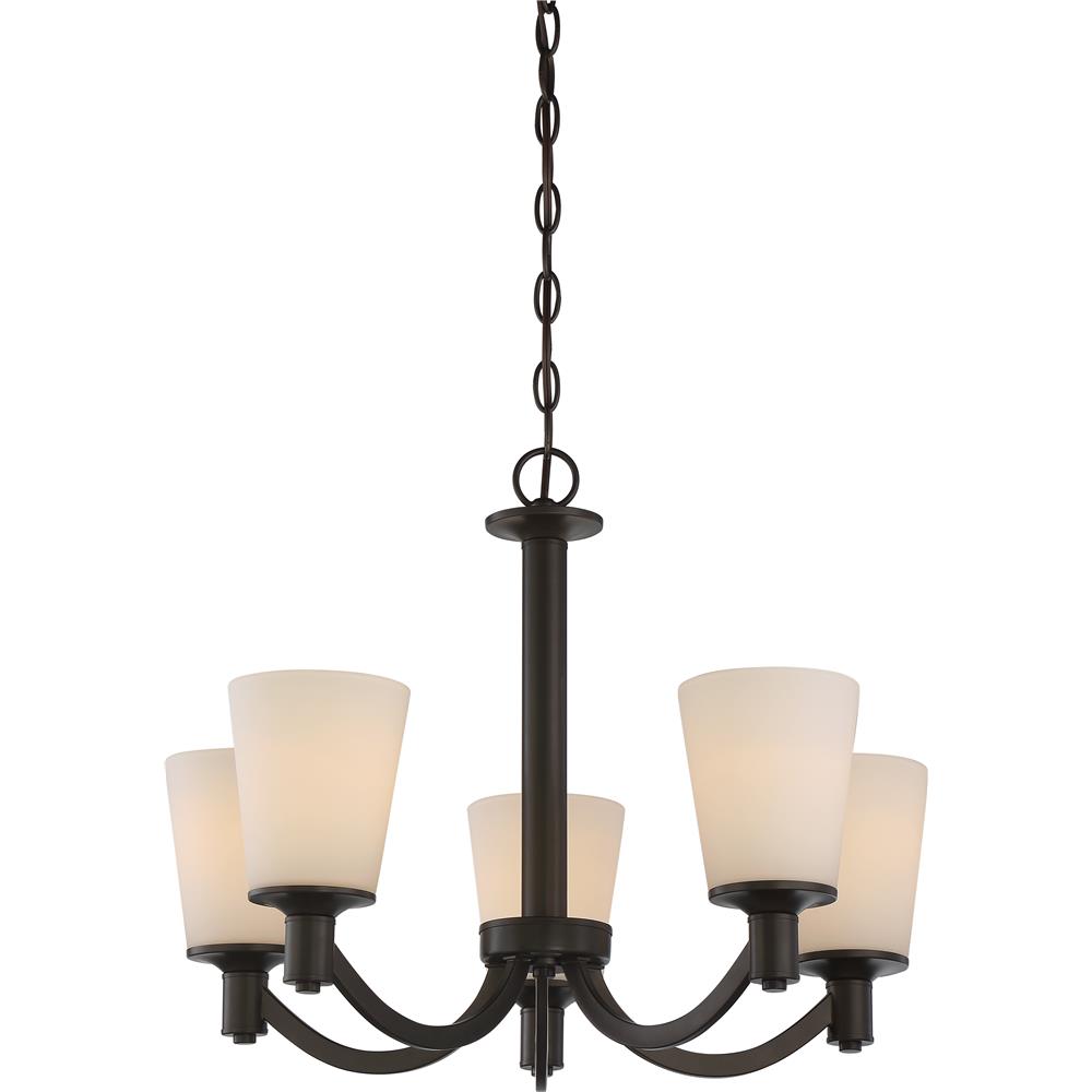 Nuvo Lighting 60/5925  Laguna - 5 Light Hanging Fixture with White Glass in Forest Bronze Finish
